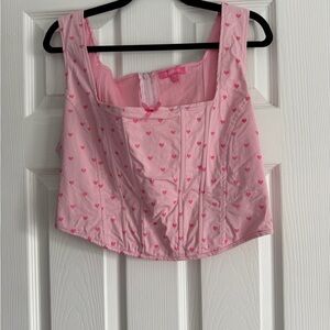 Sugar Thrillz Pink Heart-Print Cropped Corset Top